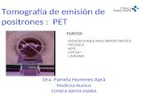 Tomografía de emisión de positrones : PET Dra. Pamela Humeres Aprá Medicina Nuclear CLINICA SANTA MARIA PUNTOS -INDICACIONES MAS IMPORTANTES -TÉCNICA -NPS.