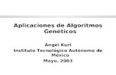 Aplicaciones de Algoritmos Genéticos Angel Kuri Instituto Tecnológico Autónomo de México Mayo, 2003.