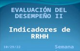 Indicadores de RRHH 09/04/2015 Semana 1 EVALUACIÓN DEL DESEMPEÑO II.