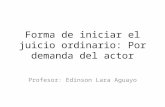 Forma de iniciar el juicio ordinario: Por demanda del actor Profesor: Edinson Lara Aguayo.