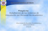 1 Proyecto Redefinición de los Sistemas de Vinculación del Personal No Académico Vicerrectoría Asuntos Económicos y Administrativos V.A.E.A. Universidad.