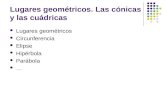 Lugares geométricos. Las cónicas y las cuádricas Lugares geométricos Circunferencia Elipse Hipérbola Parábola …