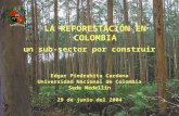 LA REFORESTACIÓN EN COLOMBIA un sub-sector por construir Edgar Piedrahita Cardona Universidad Nacional de Colombia Sede Medellín 29 de junio del 2004.
