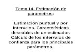 Tema 14. Estimación de parámetros: Estimación puntual y por intervalos. Características deseables de un estimador. Cálculo de los intervalos de confianza.