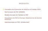PROPUESTA zConceptos de Promoción de Salud en el trabajo (PST) zRed Europea de PST (ENWHP) zModelo Europeo de Calidad en PST zPanorámica de PST en Europa: