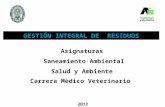 GESTIÓN INTEGRAL DE RESIDUOS 2013 Asignaturas Saneamiento Ambiental Salud y Ambiente Carrera Médico Veterinario.