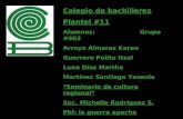 Colegio de bachilleres Plantel #11 Alumnos: Grupo #603 Arroyo Almaraz Karen Guerrero Polito Itzel Luna Díaz Martha Martínez Santiago Yesenia *Seminario.