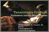 Tanatologia Forense Professora: Lorena Braga Raposo Modalidades e Causas de morte Tanatognose e Cronotanatognose Fenômenos Cadavéricos.