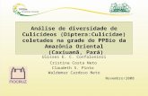 Análise de diversidade de Culicídeos (Diptera:Culicidae) coletados na grade do PPBio da Amazônia Oriental (Caxiuanã, Pará) Ulisses E. C. Confalonieri Cristina.