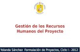 Yolanda Sánchez Formulación de Proyectos, Ciclo I - 2012 Gestión de los Recursos Humanos del Proyecto.