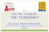 LEY No. 2.828/05 DE TURISMO Lic. Juan Manuel Brunetti Presidente - Asoc. Paraguaya de Agencias de Viajes y Turismo ASATUR.