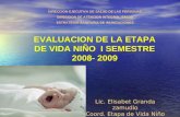 EVALUACION DE LA ETAPA DE VIDA NIÑO I SEMESTRE 2008- 2009 Lic. Elisabet Granda zamudio Coord. Etapa de Vida Niño DIRECCION EJECUTIVA DE SALUD DE LAS PERSONAS.