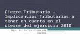 Cierre Tributario - Implicancias Tributarias a tener en cuenta en el cierre del ejercicio 2010 Dra. R. Sofía Figueroa Suárez.