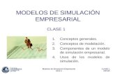 CLASE 1 INF234 Modelos de Simulación Empresarial 2010-2 MODELOS DE SIMULACIÓN EMPRESARIAL CLASE 1 1. Conceptos generales. 2.Conceptos de modelación. 3.Componentes.