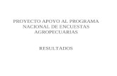 PROYECTO APOYO AL PROGRAMA NACIONAL DE ENCUESTAS AGROPECUARIAS RESULTADOS.
