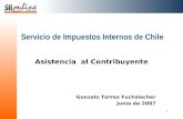 1 Servicio de Impuestos Internos de Chile Asistencia al Contribuyente Gonzalo Torres Fuchslocher Junio de 2007.