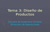 Tema 3: Diseño de Productos Escuela de Ingeniería Forestal Dirección de Operaciones.