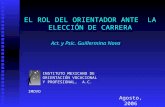 EL ROL DEL ORIENTADOR ANTE LA ELECCIÓN DE CARRERA Act. y Psic. Guillermina Nava Agosto, 2006 INSTITUTO MEXICANO DE ORIENTACIÓN VOCACIONAL Y PROFESIONAL,