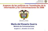 Ministerio de Comunicaciones República de Colombia 1 Avances de las políticas en Tecnologías de la Información y las Comunicaciones en 2008 Avances de.