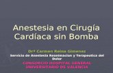 Anestesia en Cirugía Cardíaca sin Bomba Drª Carmen Reina Gimenez Servicio de Anestesia Reanimacion y Terapeutica del Dolor CONSORCIO HOSPITAL GENERAL UNIVERSITARIO.