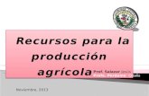 Recursos para la producción agrícola Recursos para la producción agrícola Prof. Salazar Jesús Profa. Perdomo Odalis Noviembre, 2013 1.
