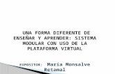 UNA FORMA DIFERENTE DE ENSEÑAR Y APRENDER: SISTEMA MODULAR CON USO DE LA PLATAFORMA VIRTUAL EXPOSITOR: María Monsalve Retamal.