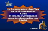 La investigación científica en la universidad en CUBA CUBA Intereses y prioridades para la colaboración con BRASIL La investigación científica en la universidad.