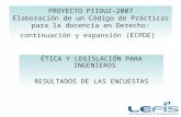PROYECTO PIIDUZ-2007 Elaboración de un Código de Prácticas para la docencia en Derecho: continuación y expansión (ECPDE) ÉTICA Y LEGISLACIÓN PARA INGENIEROS.