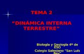 TEMA 2 “DINÁMICA INTERNA TERRESTRE” Biología y Geología 4º de ESO Colegio Salesiano “San Luís Rey” Palma del Río.