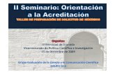 II Seminario: Orientación a la Acreditación. Taller de preparación de solicitud de sexenios. Universidad de Granada. 2009