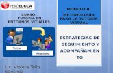 Estrategias de seguimiento y acompañamiento de tutoría virtual.