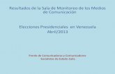 Resultados de la sala de monitoreo de los medios de comunicación (elecciones presidenciales en venezuela) abril 2013 .