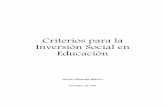 Criterios Para La Inversión Social en Educación