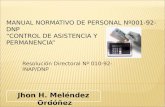 Manual Normativo de Personal:Control de Asistencia y Permanencia