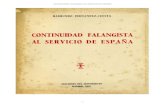 Continuidad  Falangista Al Servicio de Espana Raimundo Fernandez Cuesta 1955