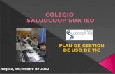 Plan gestion TIC Colegio Saludcoop Sur IED