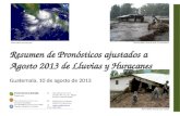 Resumen de pronósticos ajustados a agosto 2013 de lluvias y huracanes