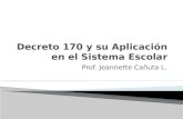 Decreto 170 y su aplicación en el sistema
