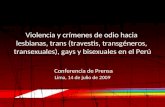 Crimenes de Odio en el Perú - 2009 Fuente: Movimiento Homosexual de Lima. Elaboración: Organizaciones LTGB