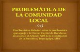 Problemática de la comunidad local Teguciglpa Honduras