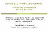 “Análisis crítico de la Política de Desarrollo Rural de Santos: TLC, extranjerización de tierras, restitución”