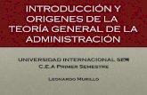 Introducción y Orígenes de la Teoría General de la Administración
