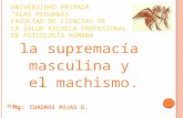 Machismo masculina . vivimos en ua sociead como el Perú donde el 70 % de hombres mantienen  el comporatmientos  y conductas discrimitatorias frenta a las mujeres
