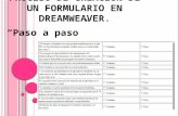 Proceso de creación de un formulario en dreamweaver.