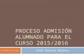 Proceso admisión alumnado para el curso 2015