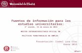 Fuentes de información para el Máster en Políticas Terrirtoriales de Empleo. Biblioteca Universidad de Huelva,Enero 2015