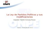 La Ley de Partidos Políticos y Sus Modificaciones - Tacna