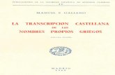 La transcripcion castellana de los nombres propios griegos - Manuel Fernández Galiano