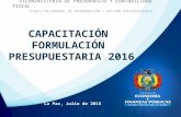 Formulación Presupuestaria 2016 - Fase III Transición Transparente Municipal