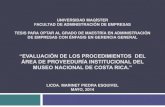 Evaluación de los Procedimientos del Área de Proveeduría Institucional del Museo Nacional de Costa Rica